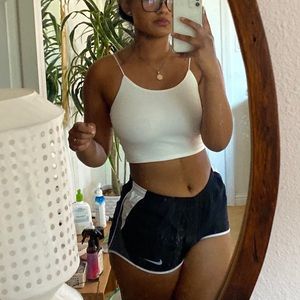 nike black and white dry fit running shorts